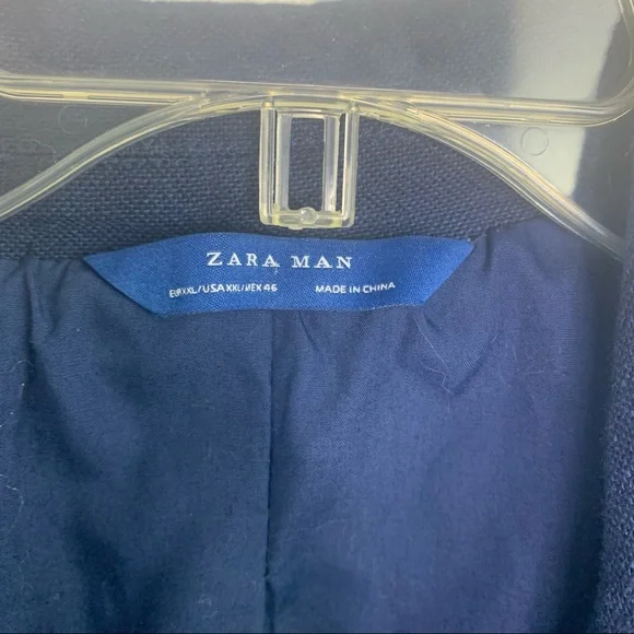 Zara Man Blue Linen Biker Bomber Jacket Size Medium - Picture 6 of 10